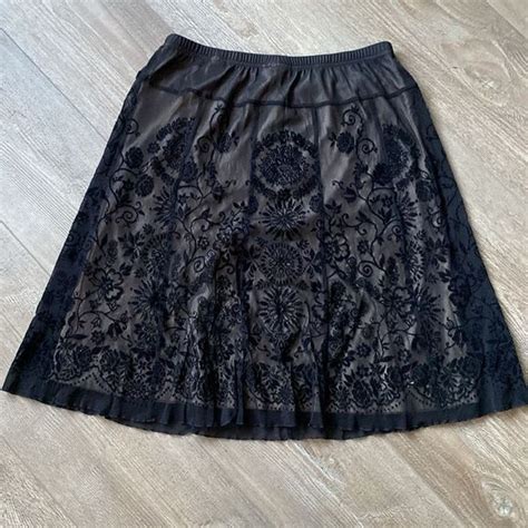 Coldwater Creek Skirts Vintage Skirt Black Velvet Midi Petite Sy K Sheer Nude Coldwater
