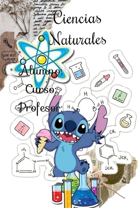 Caratula De Stitch Ciencia Naturales Iniciales Pintadas Caratulas Para Cuadernos Escolares