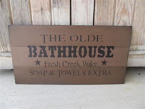 Primitive The Olde Bathhouse Hand Painted Wooden Sign With Etsy