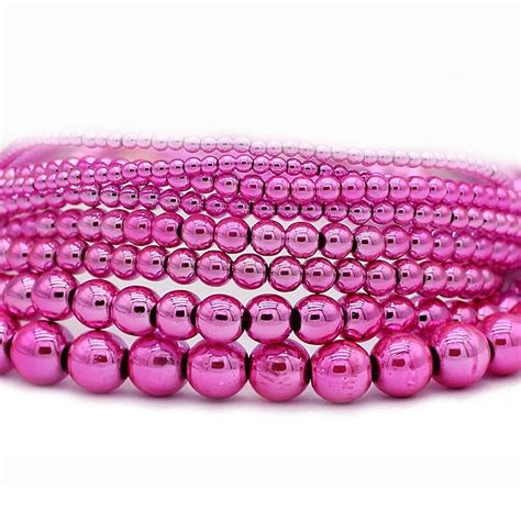 Fuchsia Hematite Metalic Gemstone Loose Beads 6mm 8mm 10mm Natural