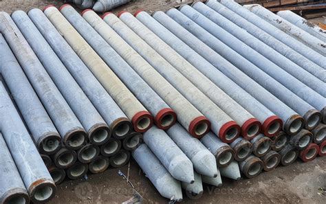 Pile Of Concrete Spun Pile In A Stockyard Stock Photo At Vecteezy