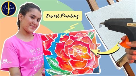 How To Make Rose Painting Using Hot Glue Gun Step By Step For Beginners Easy DIY Jashan
