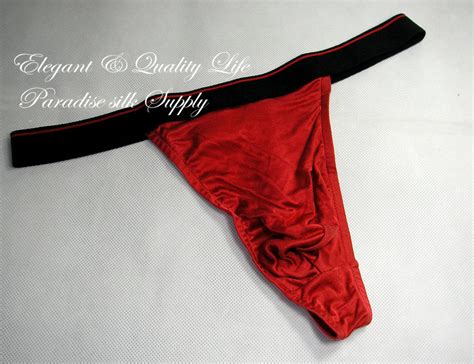 Sexy New Pure Silk Knit Underwear Mens Thong Wide Elastic Waistband