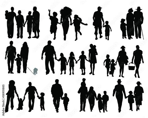 Black silhouettes of family, vector Stock Vector | Adobe Stock