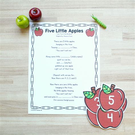 5 Little Apples Preschool Circle Time Song and Activities - Preschool ...