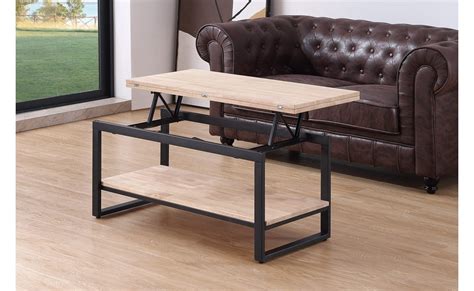 MESA CENTRO ELEVABLE Y EXTENSIBLE STEVE 100 X 45 CM ROBLE NORDICO NEGRO