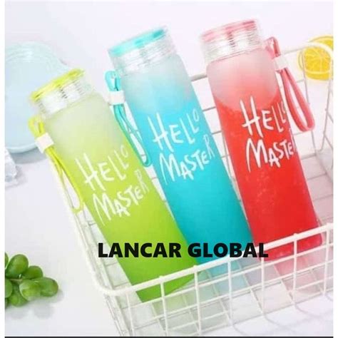 Jual Botol Minum Kaca Hello Master Free Box Botol Air Minum Beling