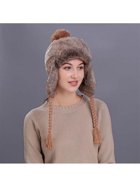 Women Thick Knit Wool Hat New Winter Warm Flaps Snow Ski Female Beanie