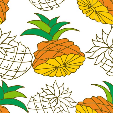 Pineapple Fruit Pattern Seamless Vector Template Background Wallpaper Textile Tropical