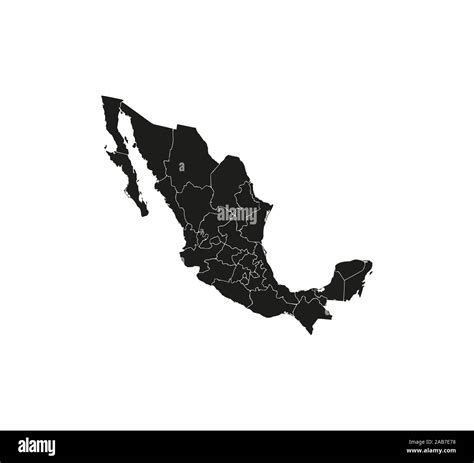 Mapa de México, los Estados mapa de la frontera. Ilustración vectorial ...