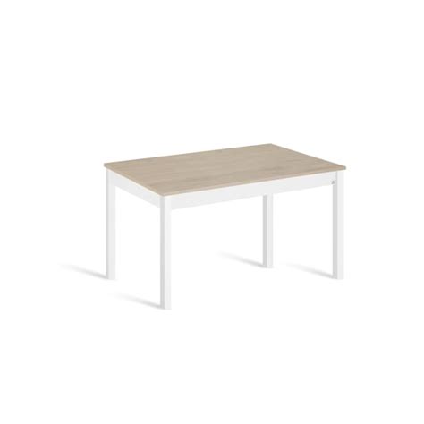 Mesa Cocina Fija 120x80 Cm Roble Pata Blanco Prima Maisons Du Monde