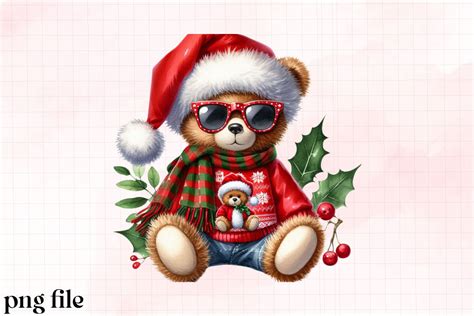 Christmas Teddy Bear Clipart Png Graphic By Ak Graphics · Creative Fabrica