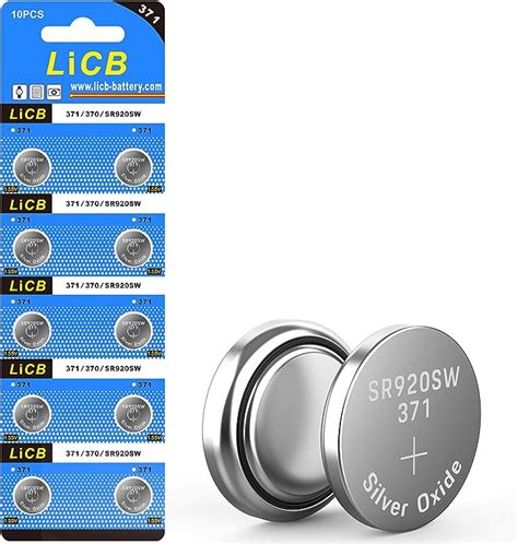 LiCB Paquete de 10 baterías de reloj 371 SR920SW de larga duración y