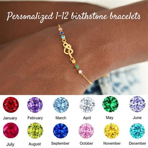 1-12 Birthstone Knot Bracelets, Personalized Love Knot Birthstone Bracelet, Mother Bracelets ...