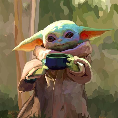 Baby Yoda By Aleksander Obradovic Star Wars Painting Yoda Artwork