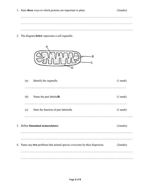 Form 3 Biology Paper 1 End Of Term 3 Examination 2023 1838