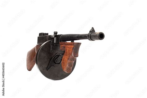 thompson submachine gun full scale model isolated  white background