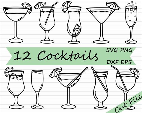 Cocktail Svg Bundle Commercial Use Digital Graphic Etsy Canada