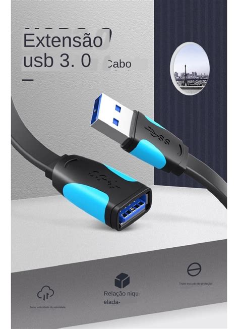 Cabo Extensão Usb 3 0 Macho P Fêmea Usb 1 50 M Vention