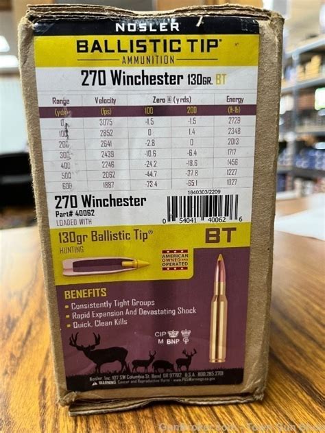 Nosler 270 Win 130Gr Ballistic Tip 200 Round Case 40062 Rifle