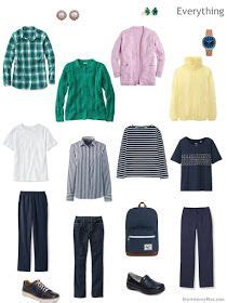 Travel Capsule Wardrobe In Navy White And Pastel Accents