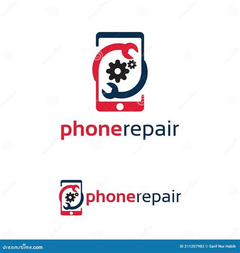 Phone Repair Logo Design Template Stock Vector Illustration Of Gear