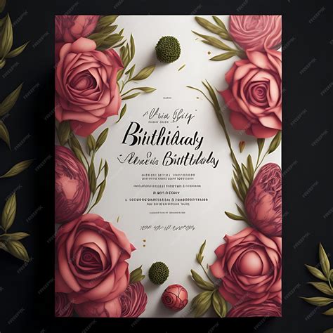 Premium Photo | Birthday invitation realistic design template