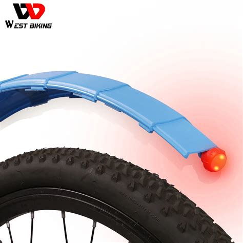 West Biking Telescopic Bicycle Fender With Taillights Folding Front