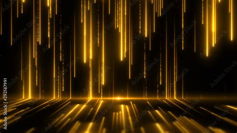 Luxury Space Wall Of Glitter Particles Bright Golden Neon Rays Moving