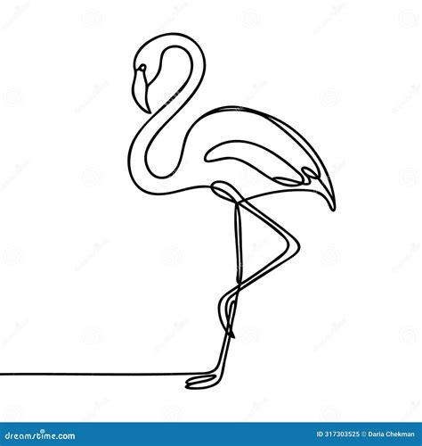 Continuous One Line Drawing Of Flamingo Outline Vector Illustration