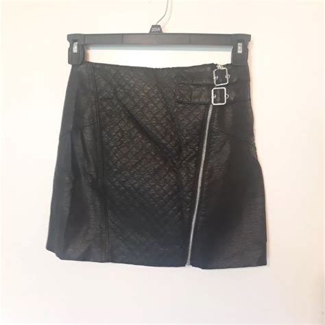 H M Skirts Hm Mini Skirt Women Size Black Faux Leather