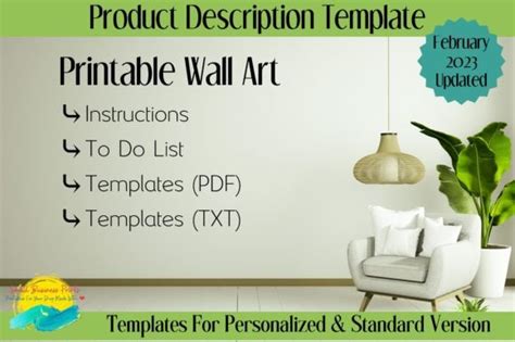 Printable Wall Art Description Template Graphic by Small Business Prints · Creative Fabrica