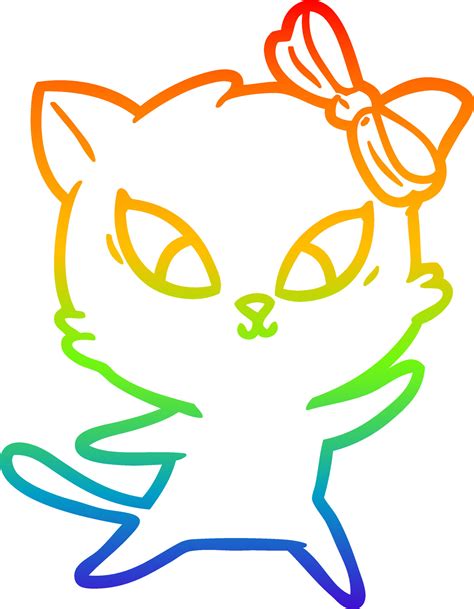 Regenbooggradi Nt Lijntekening Cartoon Kat Vectorkunst Bij