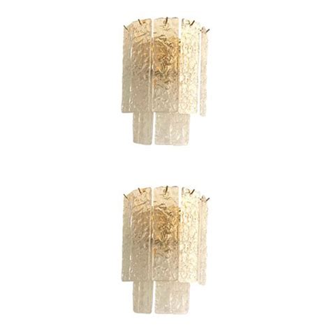 Hammered Strips Murano Glass Gold Wall Sconces By Simoeng Set Of 2 For