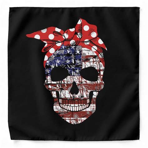 Sugar Skull American Flag Bandana Zazzle American Flag Bandana