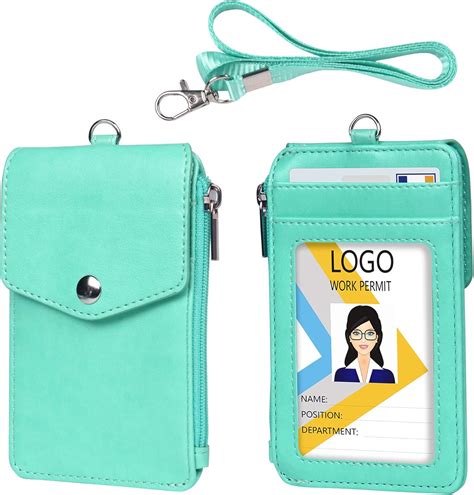 Teskyer Porta Badge Porta Badge Da Collo In Pelle Pu Con Cordino In