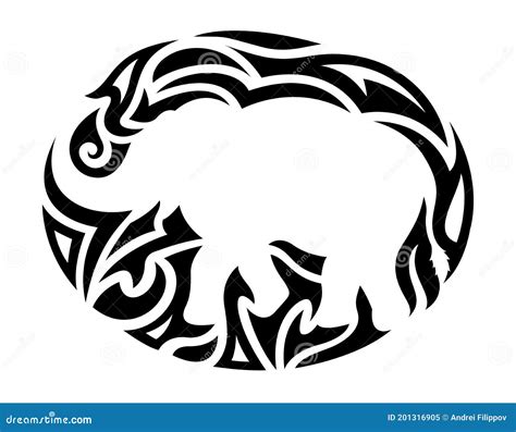 Tribal Elephant Silhouette Stock Illustrations 1232 Tribal Elephant