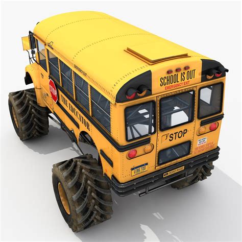 Yellow School Bus Monster Truck Model Turbosquid 1247218