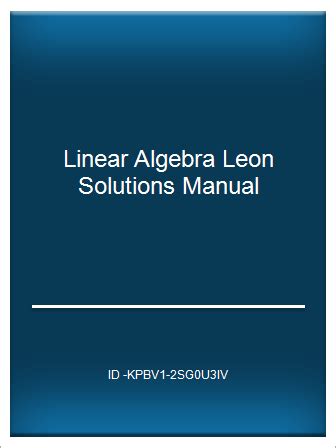 Special P D F Linear Algebra Leon Solutions Manual Telegraph