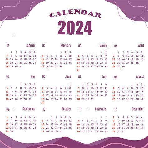 Calendario Con Sfondo Illustrativo Estetico Bianco E Viola Modello