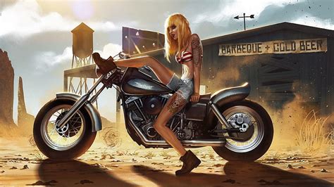 Art Girl Motorcycle Tattoo Tattoos Dust Sand Anger Women