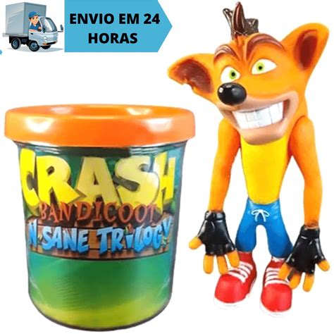 Kit Conjunto Boneco Colecionável Crash Bandicoot Articulado Caneca