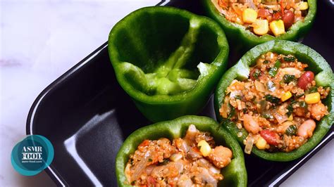 The Best Vegetarian Stuffed Capsicum Recipe You Cant Resist Asmr Cooking No Talking