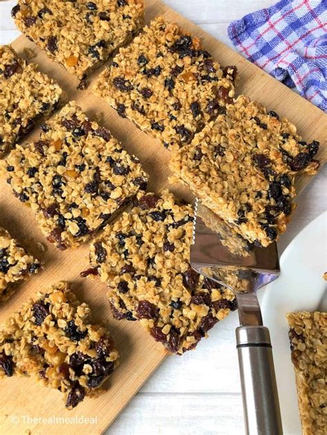 Chewy Oat Homemade Flapjacks Made With Golden Syrup And Dried Fruit