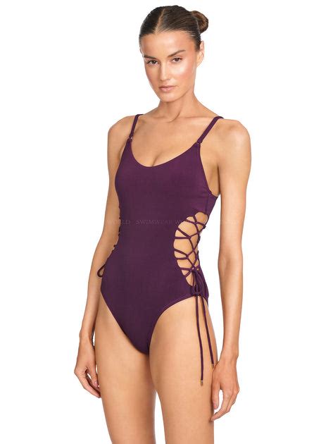 Robin Piccone Aubrey Lace Up One Piece 221715 Plm Swimwear World