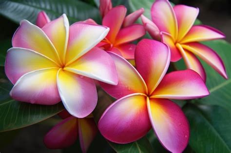 Premium Photo A Pink And Yellow Plumeria Flower