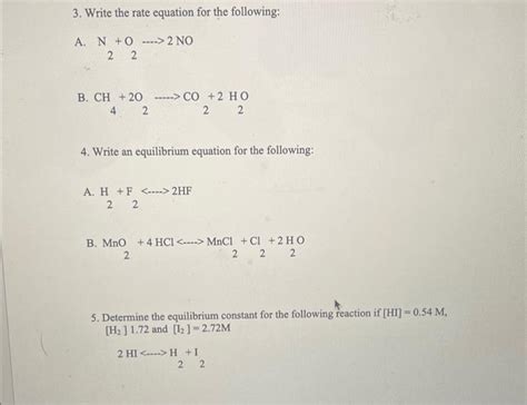 Solved 3. Write the rate equation for the following: A. | Chegg.com