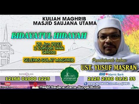 LiVe MSU KULIAH MAGHRIB ISNIN 19 06 2023 01 ZULHIJJAH 1444H YouTube