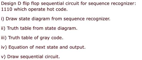 Solved Design D Flip Flop Sequential Circuit For Sequence Recognizer 1110 Which Operate Hot