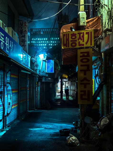 Back Alley Street Of Seoul South Korea At Night Photographer Alberto